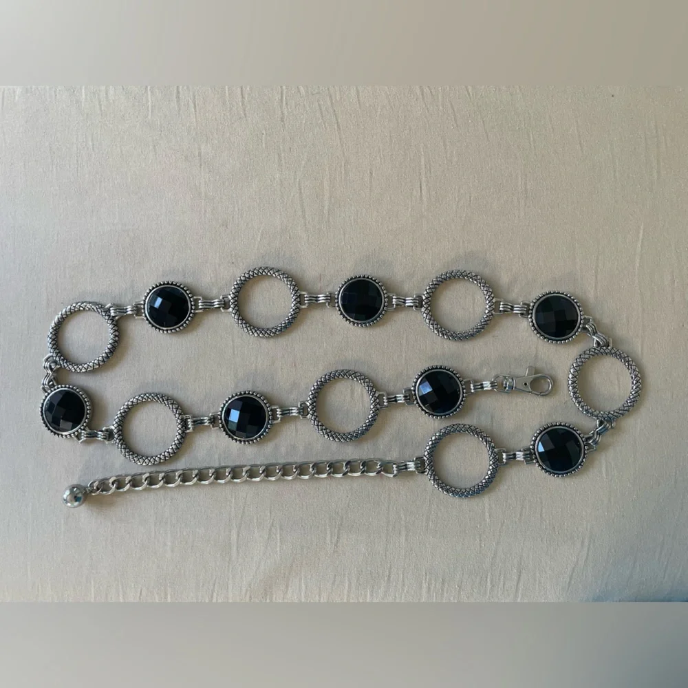 Silver and black Festival chain / festival belt